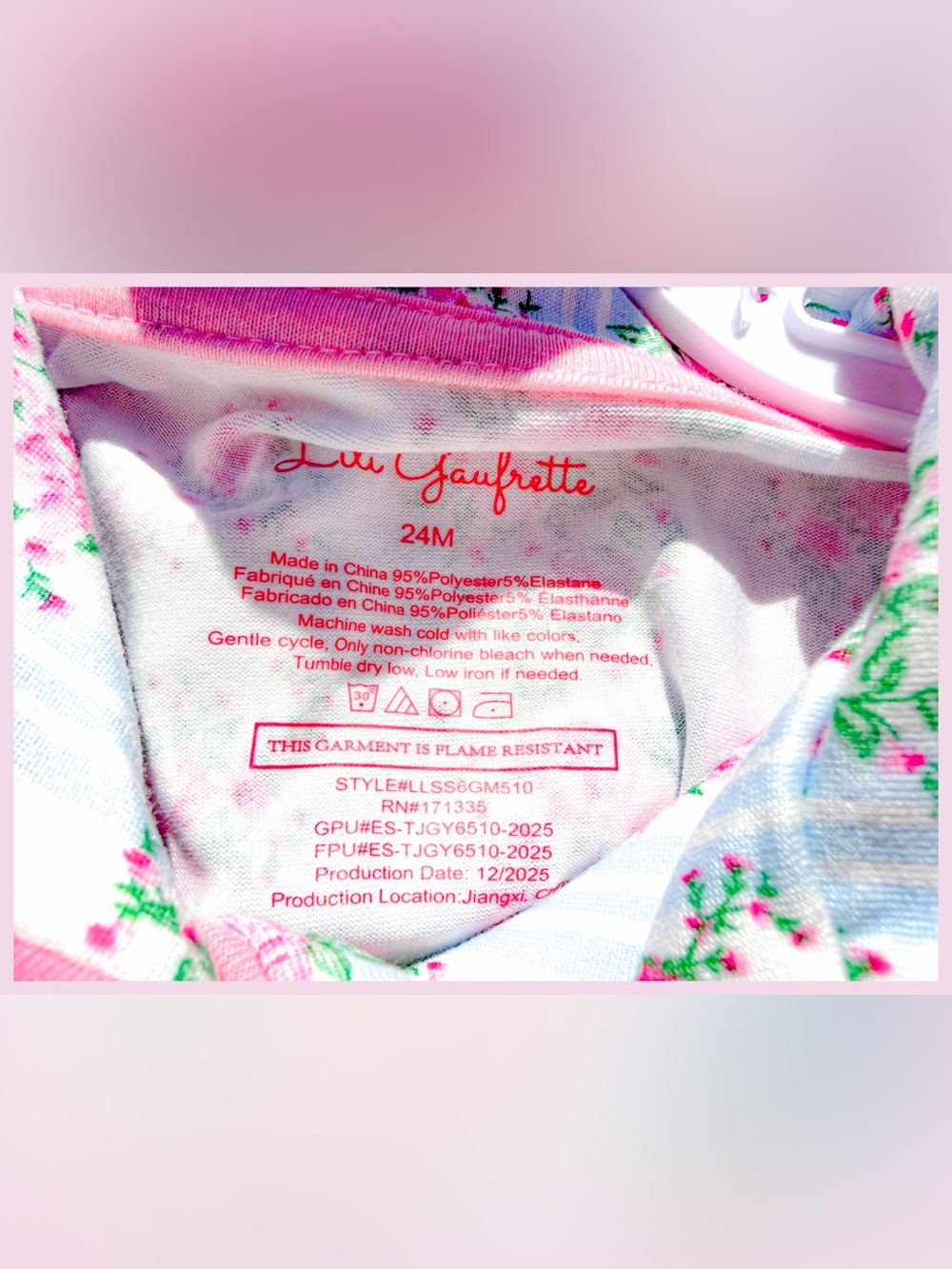 NWT Lili Gaufrette Girls 3-Pc Floral Sleep Set Pink Blue 24m Designer Portrait - Picture 4 of 5